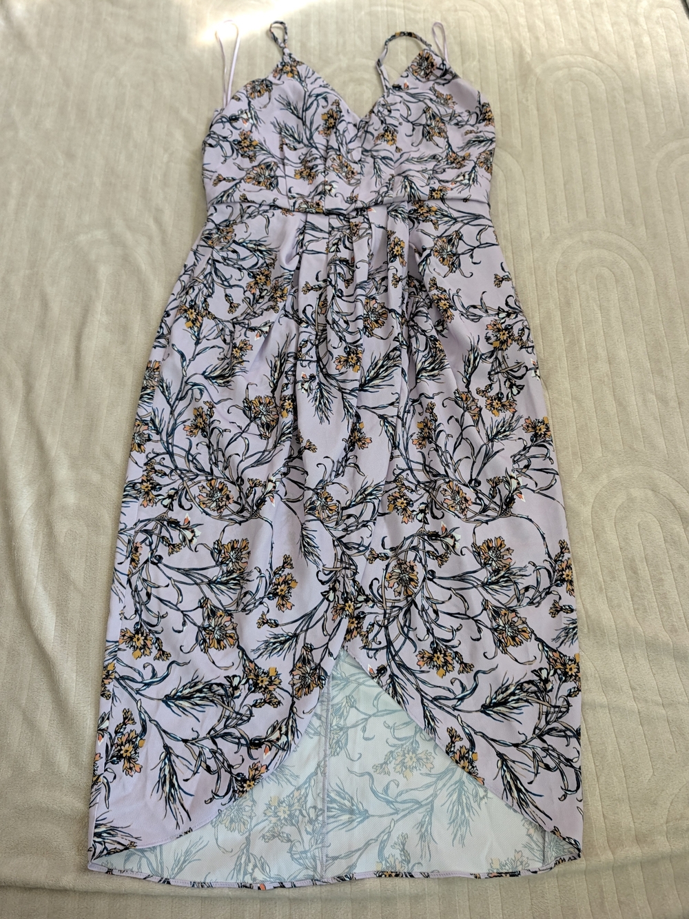 Chelsea28 Pale Lavender Floral High-Low Slip Dress